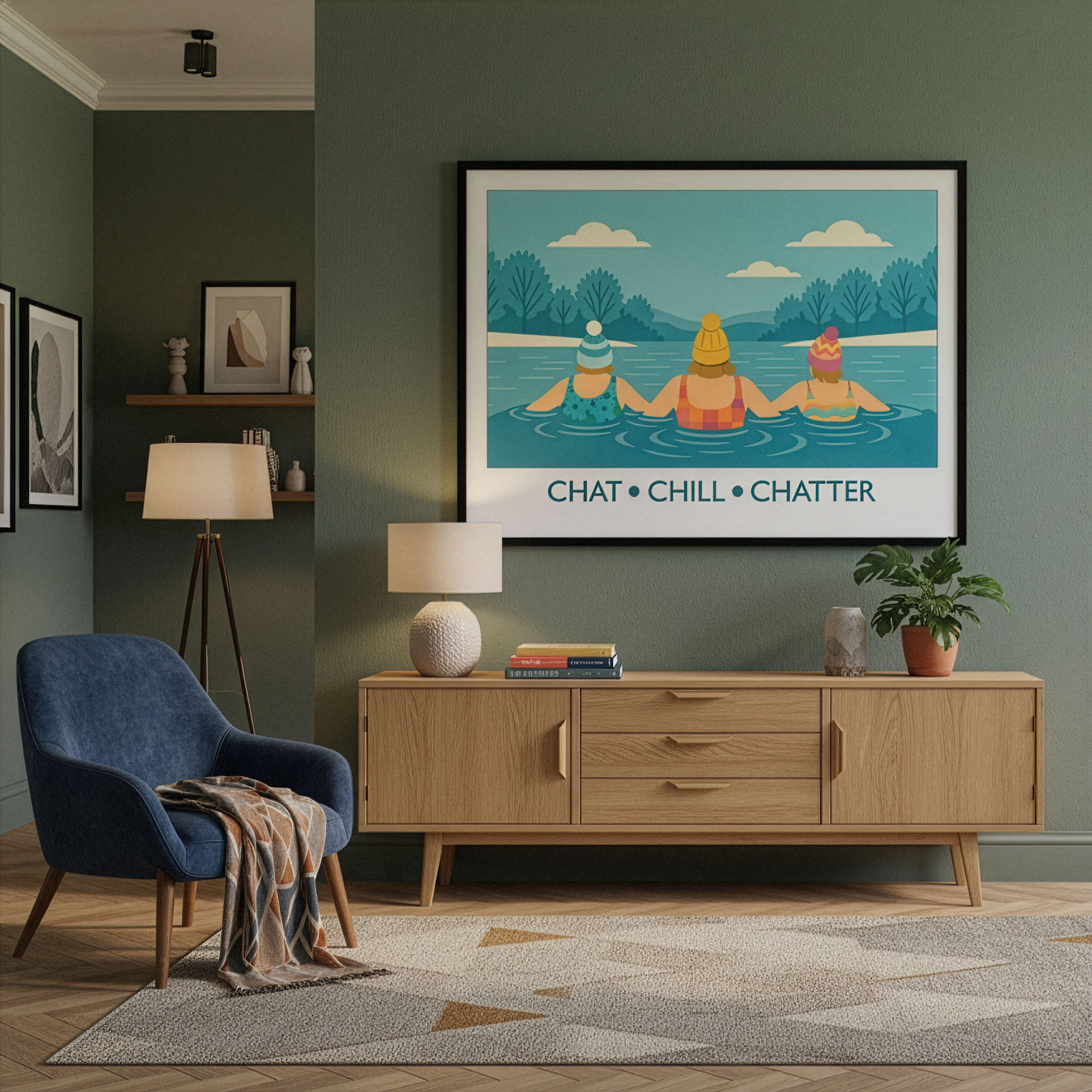 Chat Chill Chatter poster detail in a living room